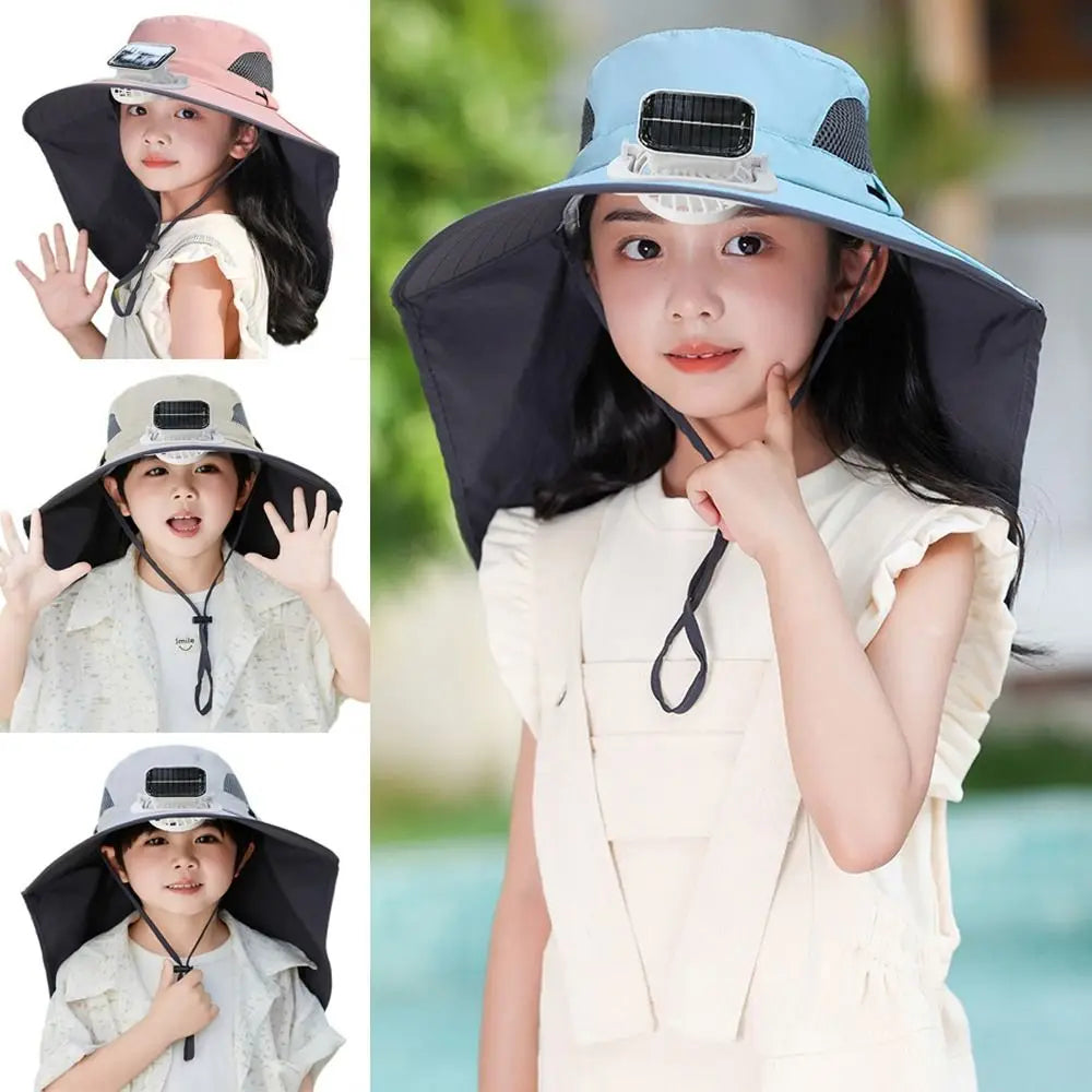 Kids Adjustable Cooling Sun Hat with Fan