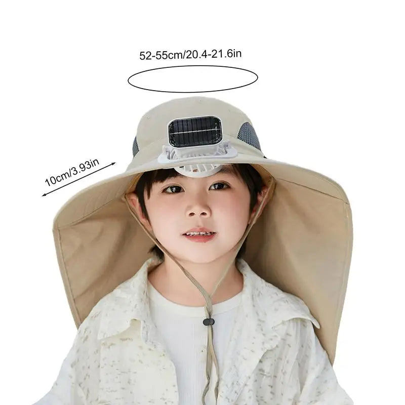 Kids Adjustable Cooling Sun Hat with Fan