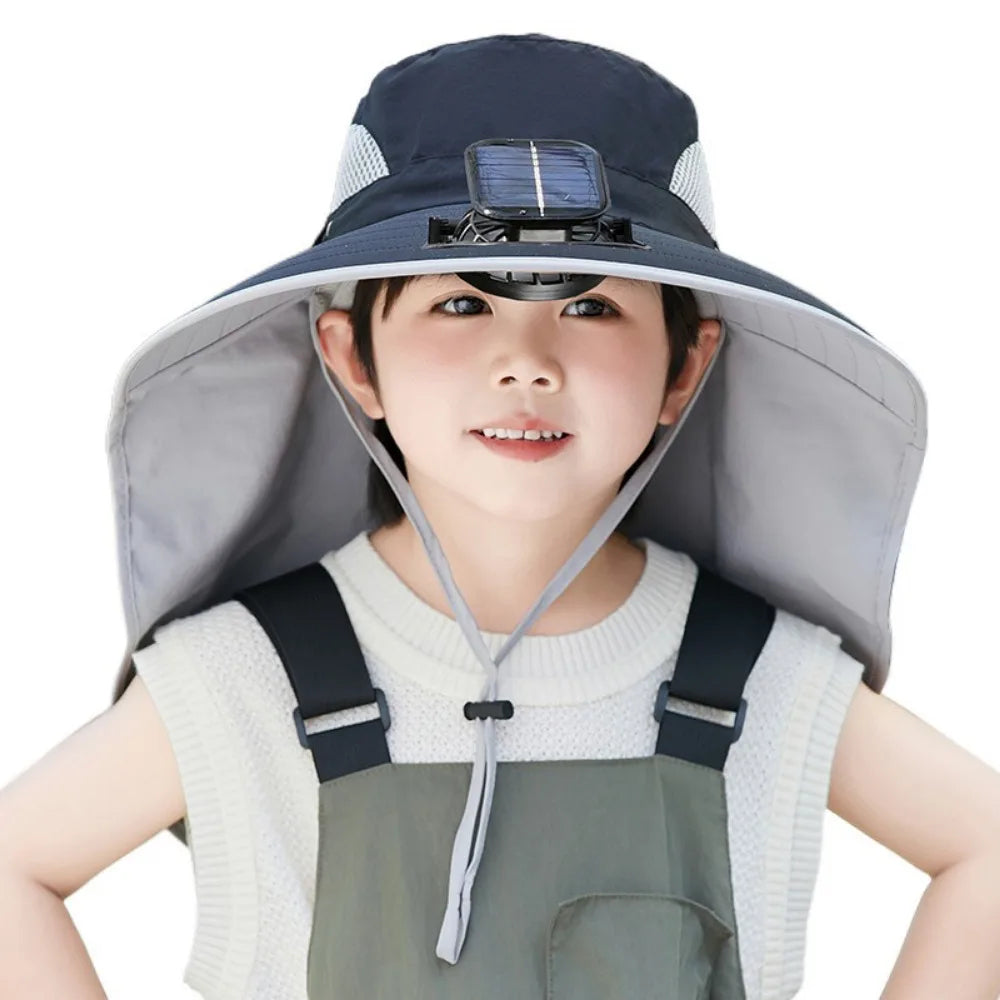 Kids Adjustable Cooling Sun Hat with Fan